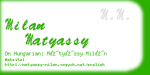 milan matyassy business card